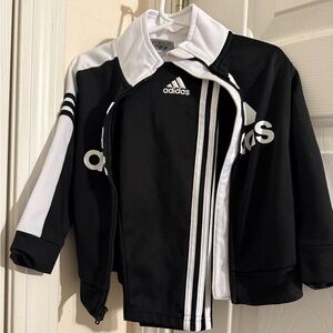 Baby boy adidas black and white striped track outfit it’s super adorable 18 mont